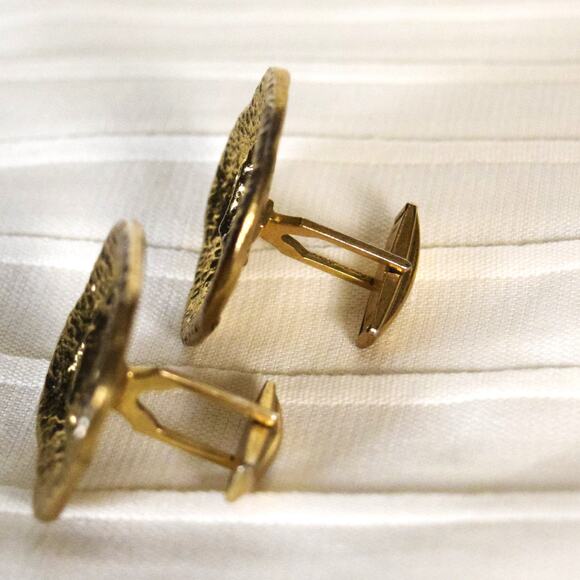 Vintage Modern "Brutalist" Cufflinks Mid Century Modern Gold-Tone 1.25" Square - Picture 4 of 10